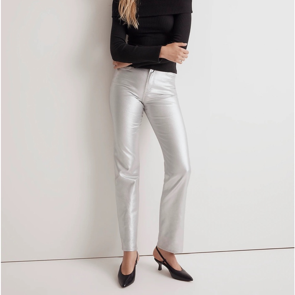 Madewell NWT The ‘90s Straight Jean in Silver Foil